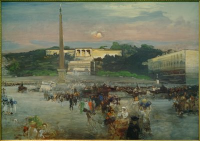 Rome, Piazza del Popolo / Painting by Oswald Achenbach by Oswald Achenbach